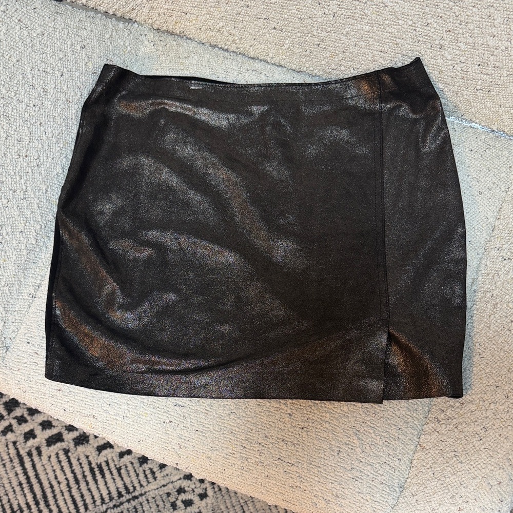 Metallic Black Mini Skirt with Subtle Sheen